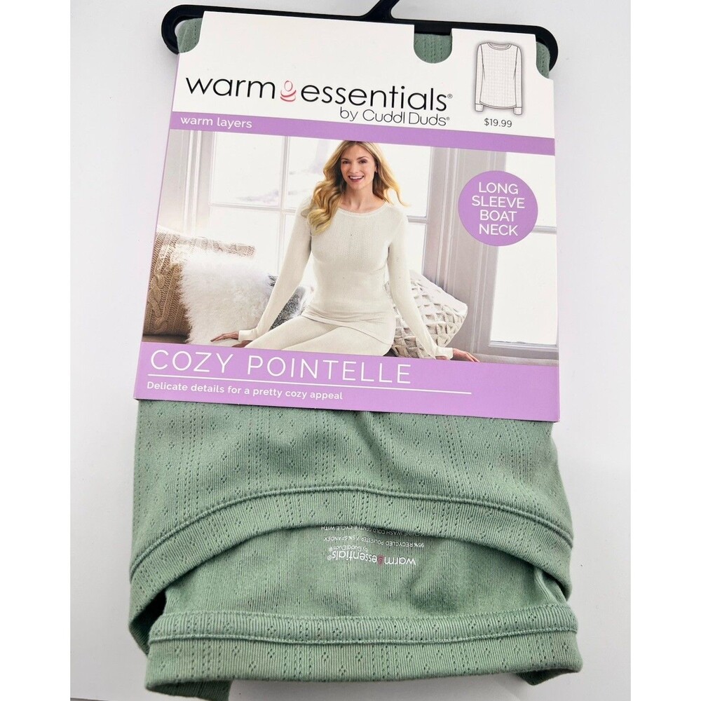 Cuddle Duds Comfortable Woman Long Sleeve Crew Cozy Pointelle Warm Essentials M